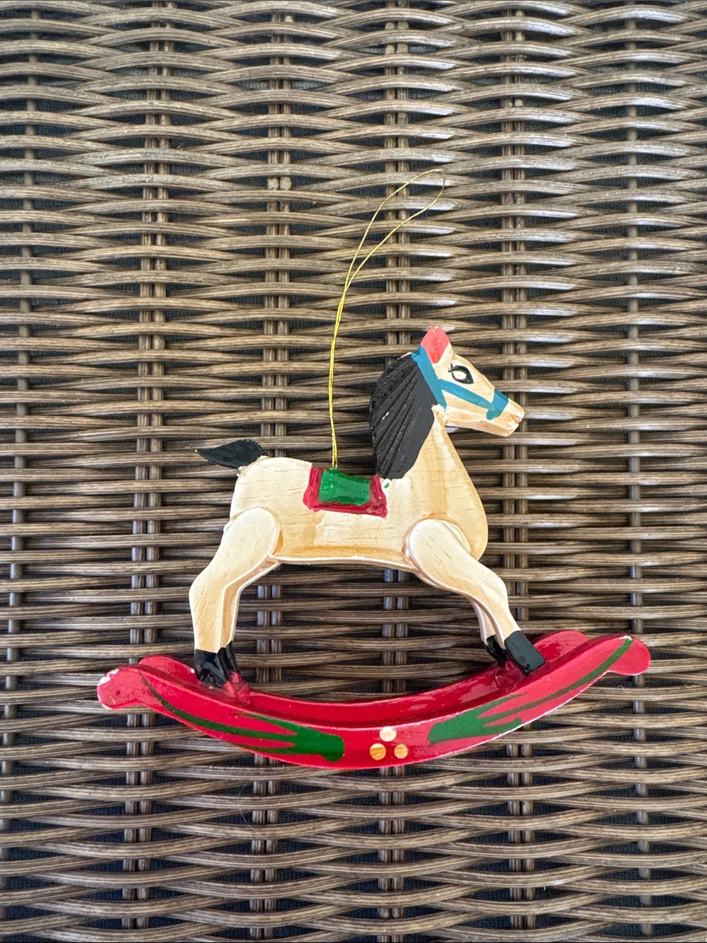 Vintage Hand Painted Rocking Horse Ornament